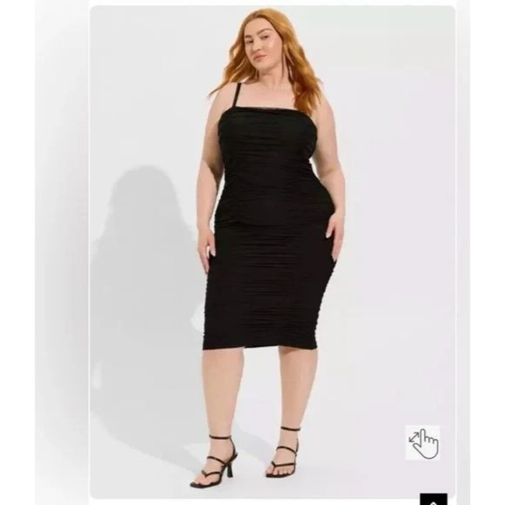 Torrid PLUS SIZE Midi Mesh Shirred Black Bodycon Dress NEW WITH TAGS 3 3x BA